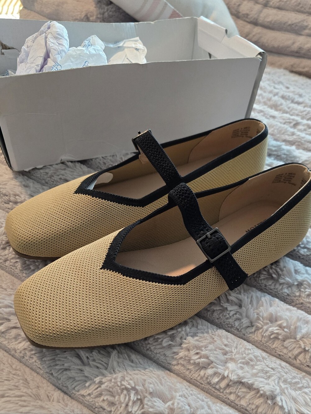 Croft & Barrow Romina Memory Foam Comfort Fit Taupe 9 Women Mary Jane Square Toe